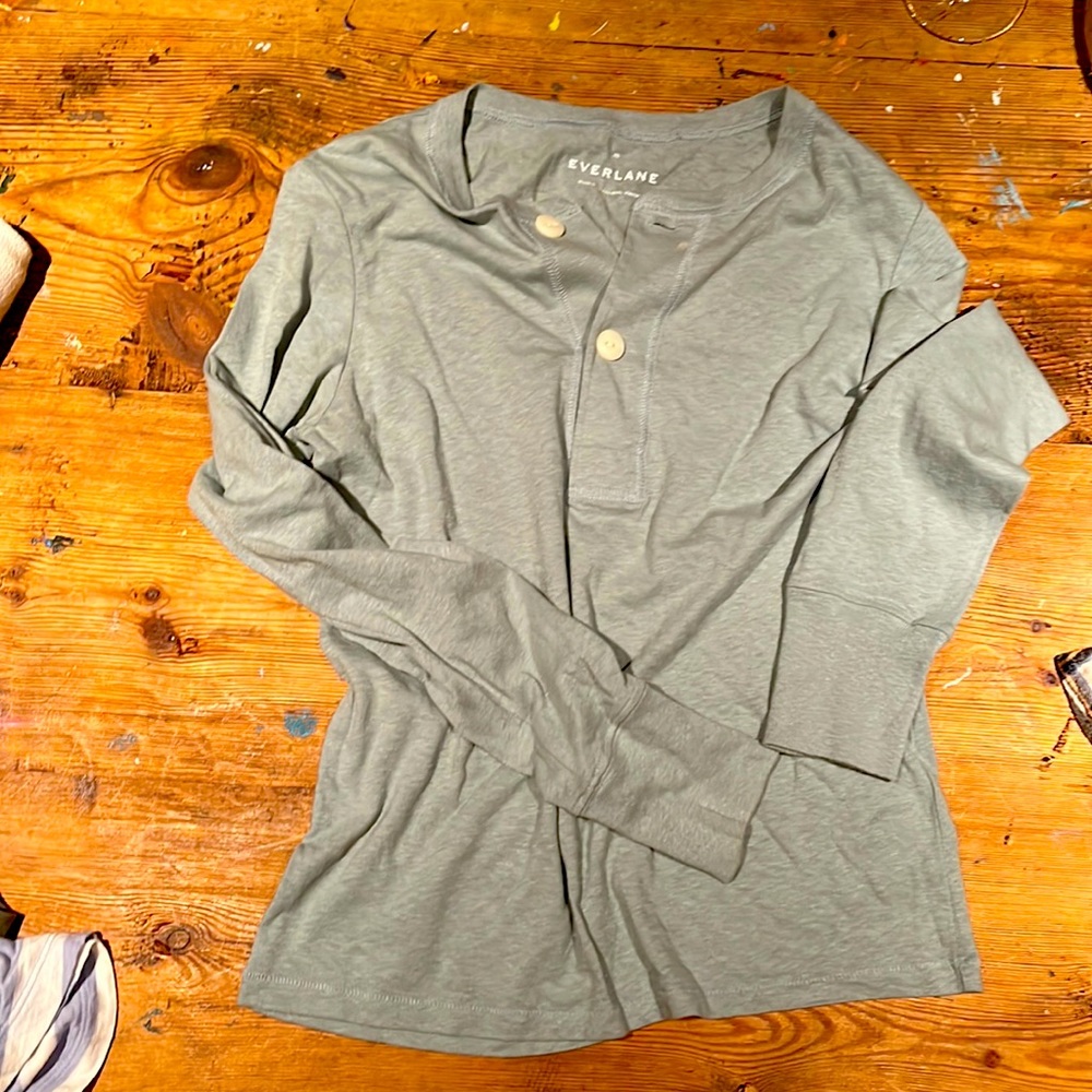 Everlane ReCotton Henley in Mint, XS